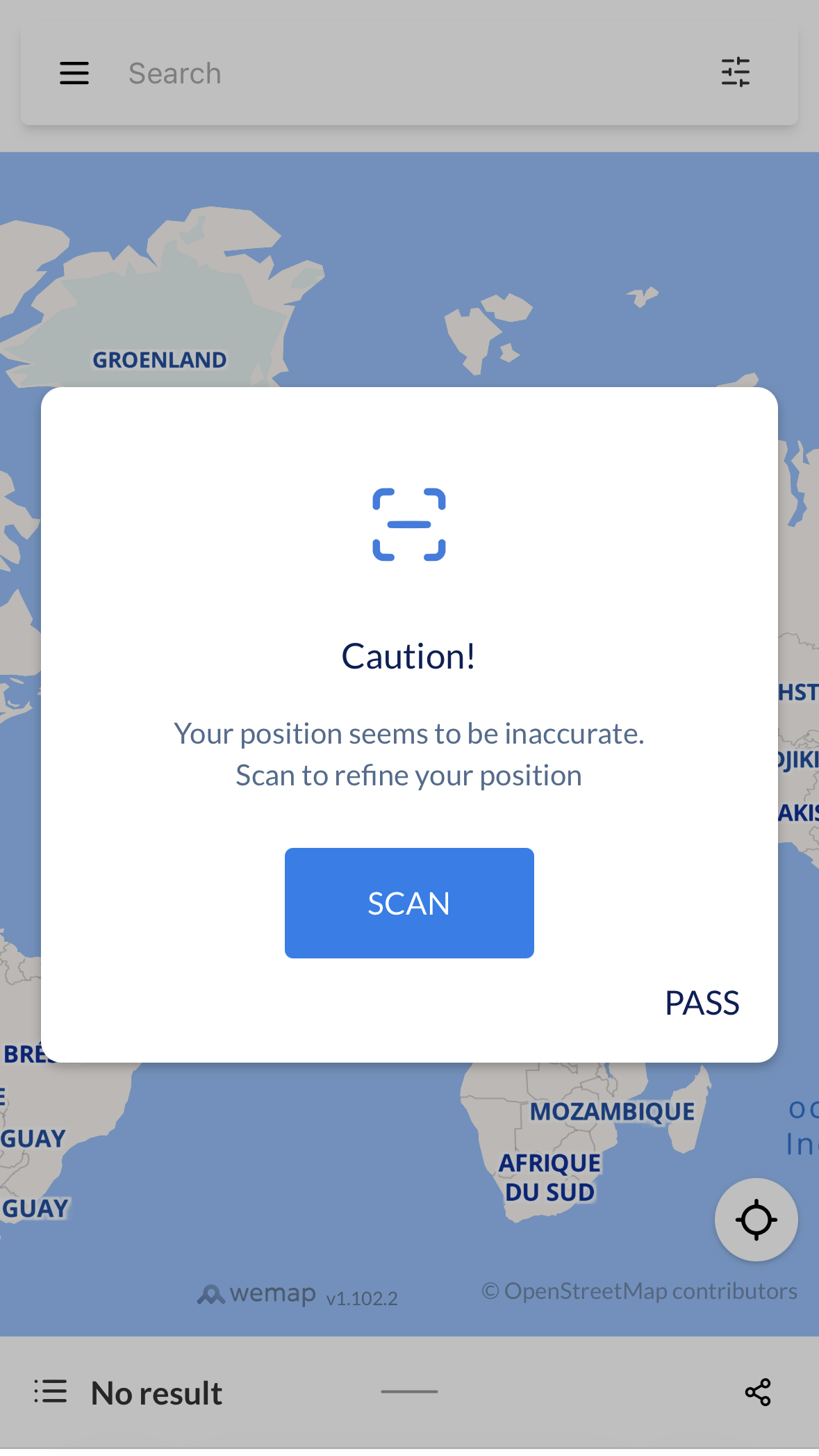 Position inaccurate - re-scan suggestion